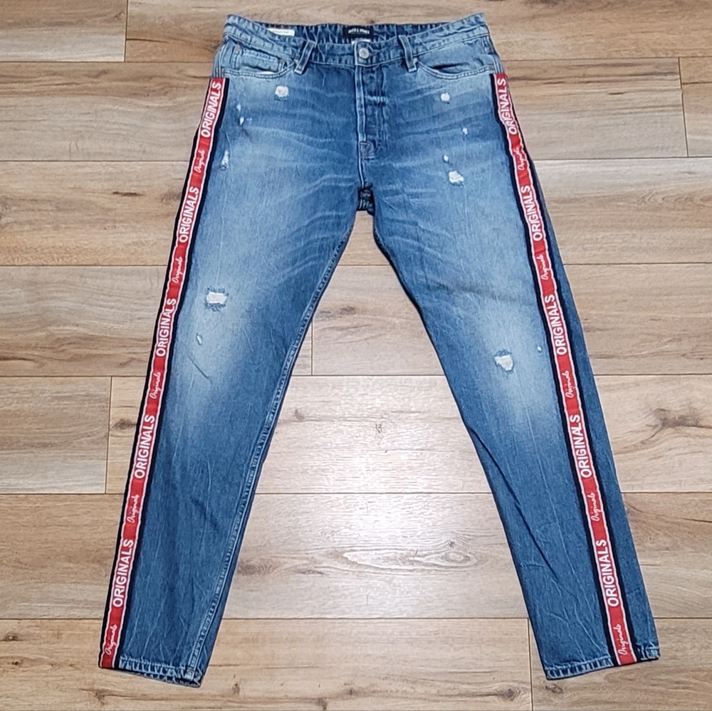 JACK & JONES Jeans Originals Tapered Fred Distressed Button Fly 34X34